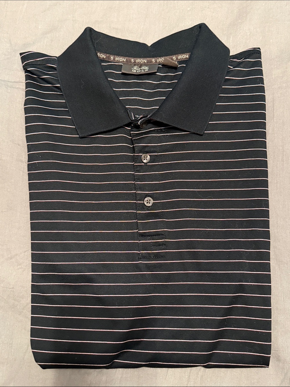 Tasso Elba Black GOLF Polo with Thin Stripes